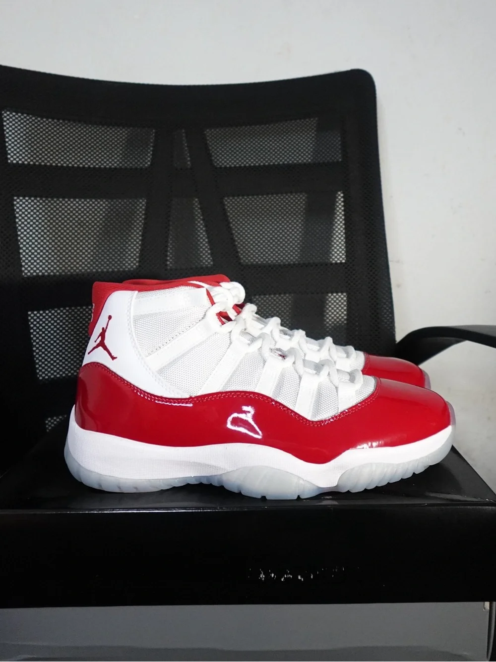 Jordan White and Red High-Top Sneakers